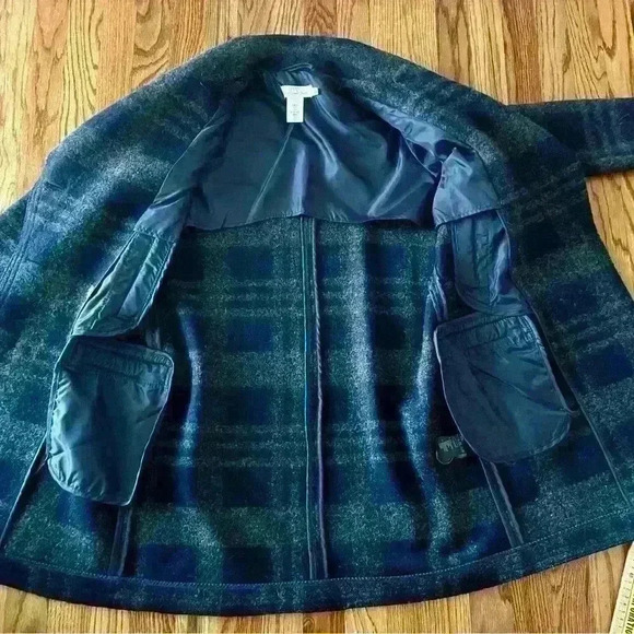 H&M (LOGG) Level of Grades Goods - Double Breasted Plaid Mid Length Coat. Size 4 - Picture 10 of 13